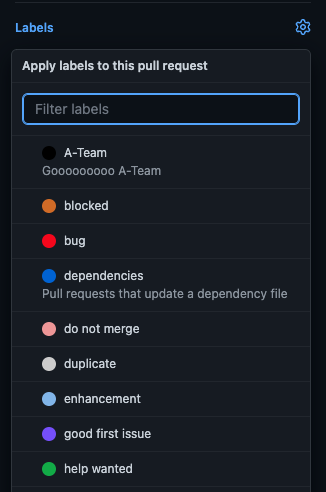 Image showing the labels side panel