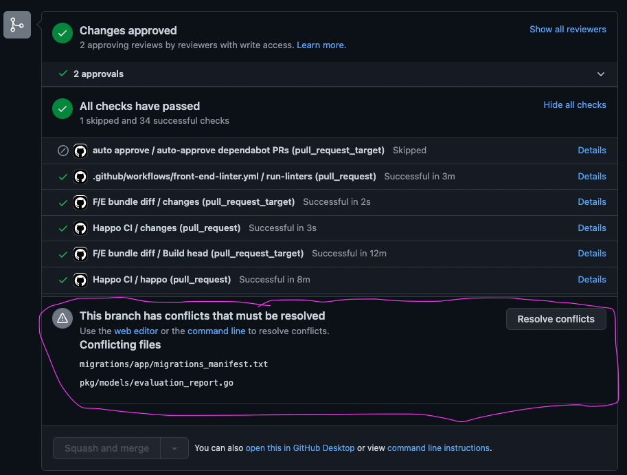 Image showing merge conflicts